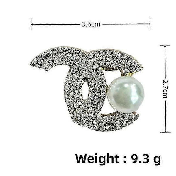 CC Broche til Kvinder - Diamant & Perle Dekorativ Knappenål | Elegant Sweater & Jakkesæt Tilbehør, Perfekt Gave til Piger og Kvinder, 2 STK-3
