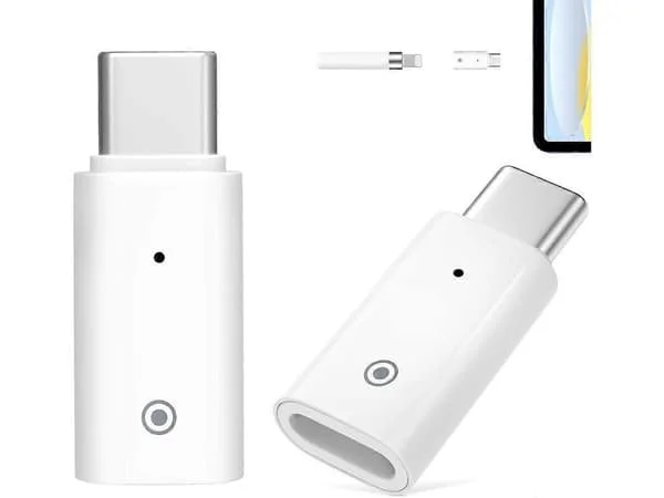 2-pack USB-C Laddningsadapter Kompatibel med Apple Pencil 1:a generationen, USB C till Apple Pencil Adapter, Hane USBC till Hona Laddningskontakt för 