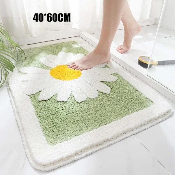 Absorbent Doormat Soft Plush Rug Machine Washable Shag Carpet Anti-Slip For Home Bedroom Living Room Green 40*60CM