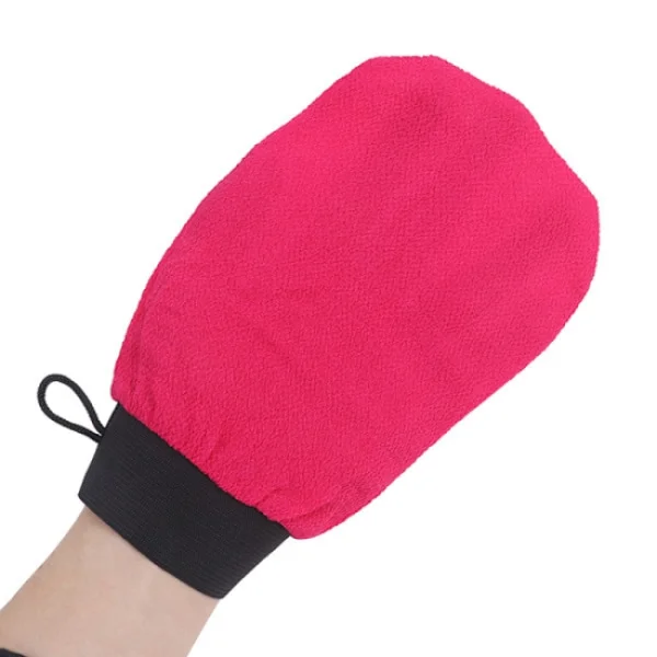 rosaröd vändbar Hammam skrubbhandske magisk handske exfoliering