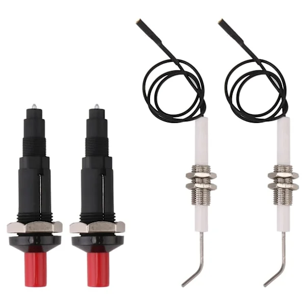 Reservedeler for utendørs grill 2 stk. Piezo gnisttenner med trykknapp og 30 cm ledning, hjemmerekvisita