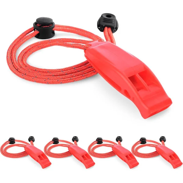 Emergency Whistle 4-Pack 120 Decibel Loud Safety Whistle with 41cm Reflective Lanyard Waterproof for Camping Hiking Gear Red 3 3