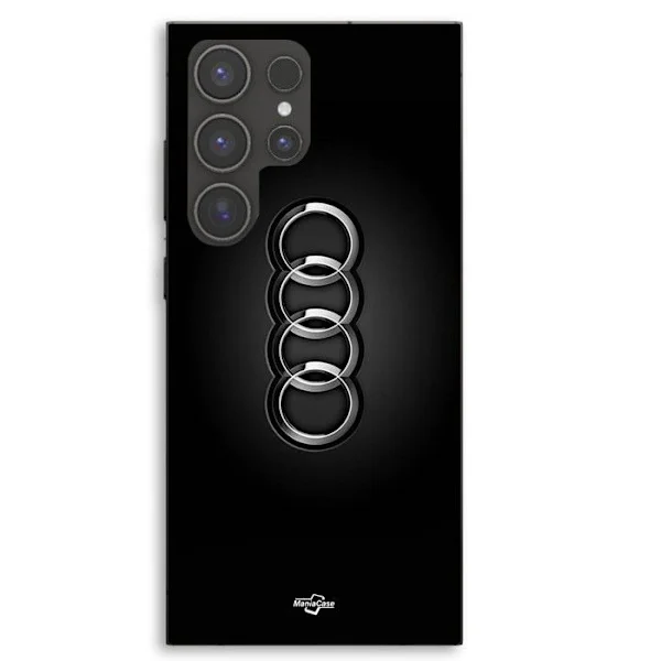 Kuori - MANIACASE - Samsung Galaxy S23 Ultra - Silikoni TPU - Musta - Audi logo edessä