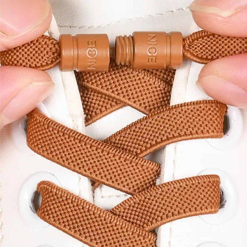AliExpress - Lacets de chaussures sans nœuds de 8 mm, fermeture à bouton, lacets élastiques sans attaches, lacets plats élargis pour baskets