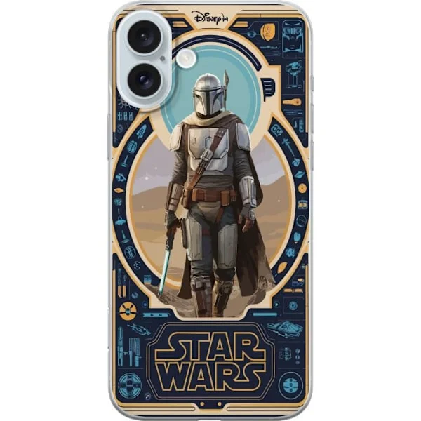 Kompatibelt Mobilskal till Apple iPhone 16 Plus Futuristisk rymdkrigare i sci fi miljö med blå detaljer och episk galaxkänsla