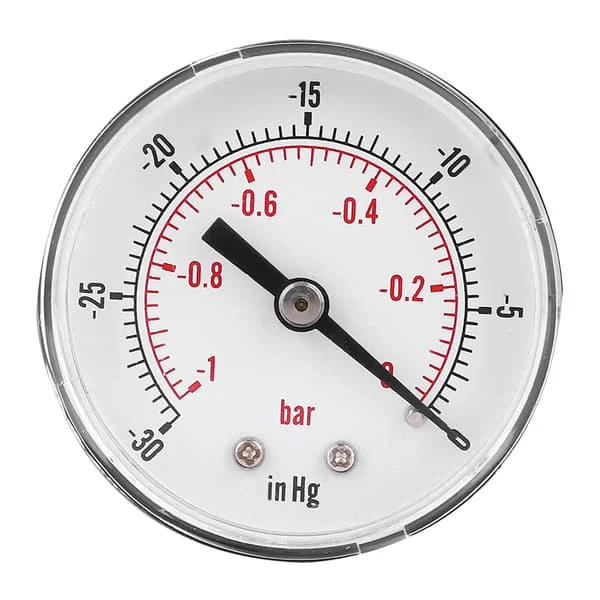 50mm 1/8 BSPT Vakuummätare med Bakre Anslutning -1 till 0 Bar -30 till 0 inHg