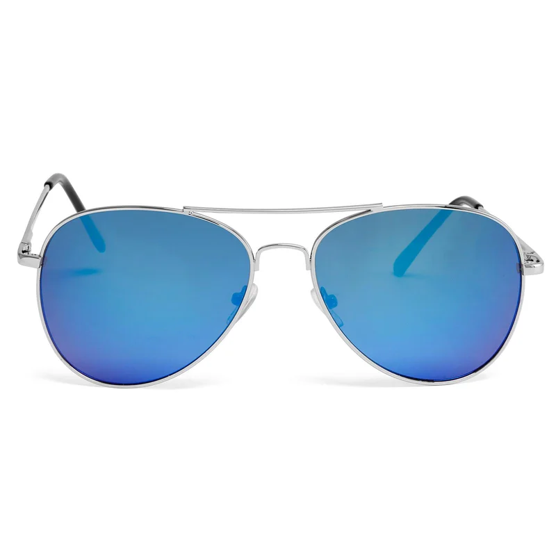 Occhiali da sole Aviator argento e blu con lenti a specchio per uomini - Occhiali da sole Aviator