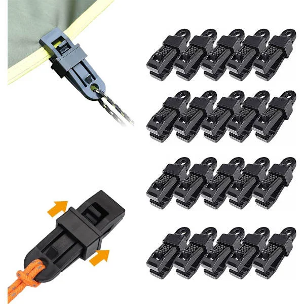20 Stycken Presenningsklämmor, Presenningsklämmor Kraftig Låsning, Plastklämmor för Skuggduk, Presenningsklämmor, Presenningsklämmor och Fästen, 