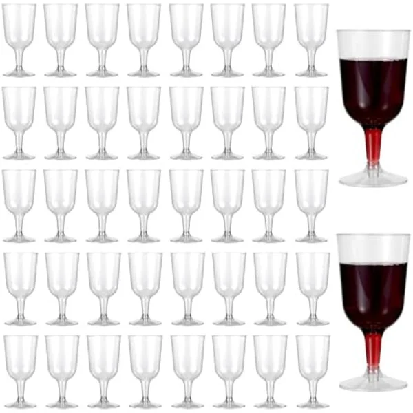 Matana - 48-pakning multifunksjonelle klare vinglass i plast for bryllupsjubileum, hagegrillfest - 180 ml