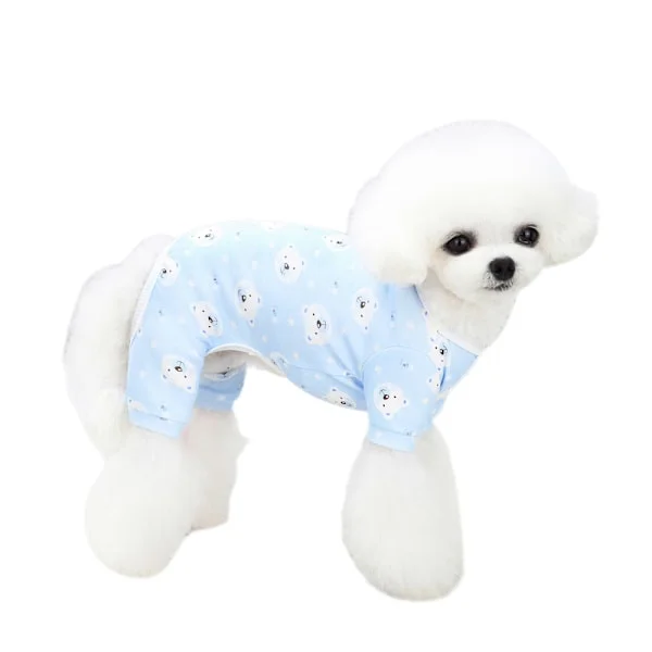 Myk bomullshundepysjamas sett med 4 ben jumpsuit yttertøy klær for valpejenter gutter jumpsuit vår sommer klær kjeledress (XXL størrelse)