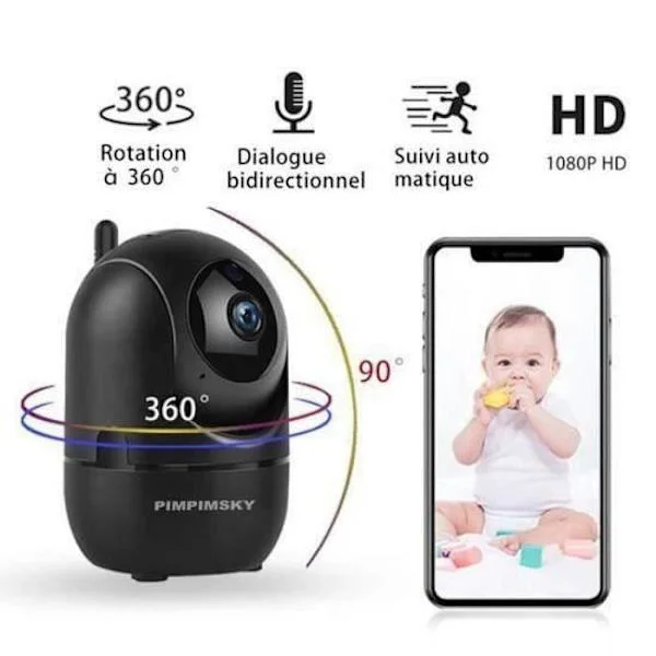 Wi-Fi Video Babyalarm Kamera Trådløs HD Video Babyalarm med Automatisk Bevægelsesdetektor Nattesyn