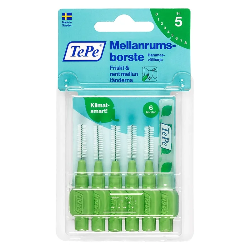 TePe TePe Mellemrumsbørste Original 0,8mm Grøn 6 stk, Medicin & Pleje, Mund & Tandpleje, Tandstikker