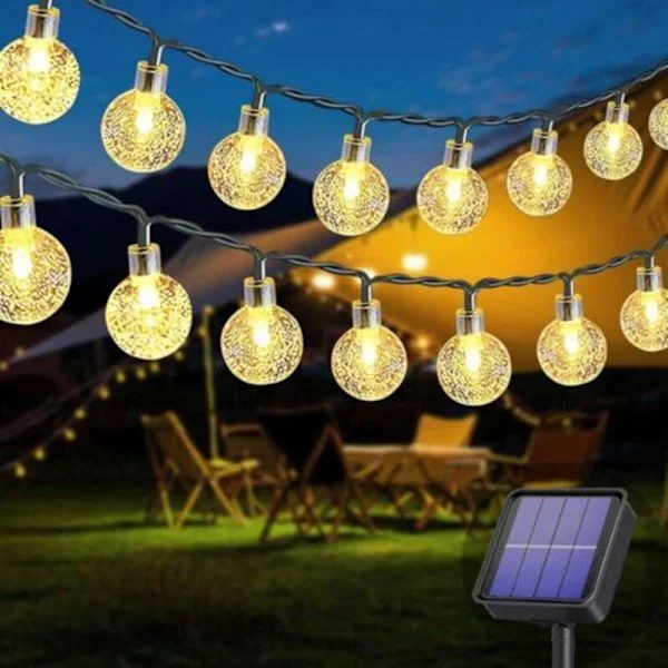 50 LED Utomhus Solcellsslinga, 7m, 8 Lägen, Vattentät, för Utomhus/Inomhusbruk, Belysning för Trädgårdar, Träd, Uteplatser, Jul, Bröllop(LGL)