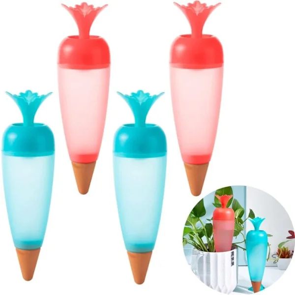 Automatisk dryppvanningssett, 4 stk. 200 ml selvvanningssystem for hageplanter, ferievanner for planter