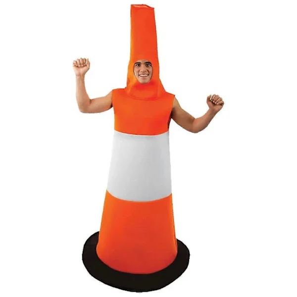 [PL] Orange Traffic Cone Nyhet Möhippa Maskeraddräkt för män