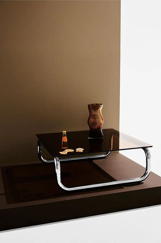 Pastill - Lulu sofabord i glass og krom 80x80 cm - Brun - Sofabord - Fra Homeroom