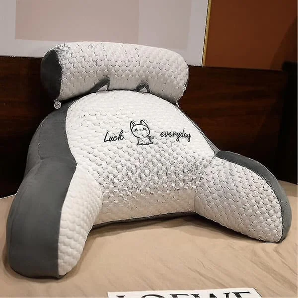 【BQ】Reading Pillow for Bed Backrest Lumbar Support Arm Seat Cushion Lounger Pillow Gray