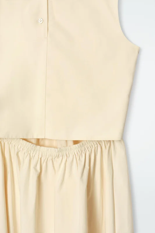 COS Women's Open-Back Cotton Maxi Dress in Beige