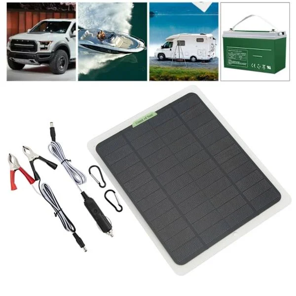 Bärbar Solcellsladdare 12V 20W Monokristallin Dubbel USB-utgång Batteriladdare för Husbil Bil Båt