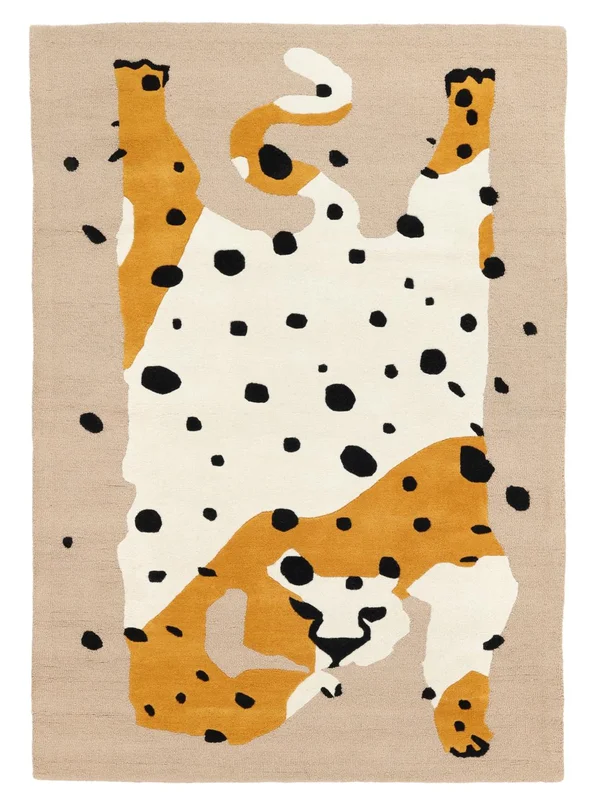 Animal Kids Rug Small The Spotty Cat - Mauve Purple/Yellow 100X160 Wool, Modern Style