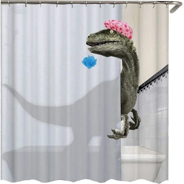 Söt Bad Dinosaurie Tryck Duschdraperi Vattentätt Badrumsgardin Dusch Tillbehör Duschdraperi 180x180cm (1 styck 1 styck)