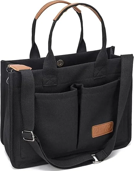 Large Canvas Tote Bag for Women with Pockets, Laptop Crossbody Bags All Everyday Bag Handbags for Work Beach Gym