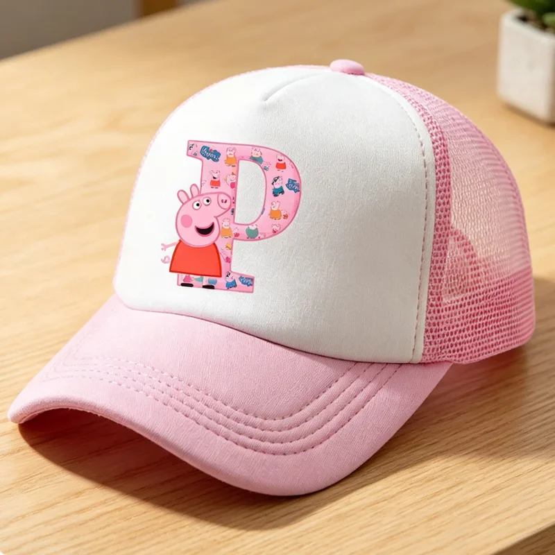 AliExpress - Casquette de baseball Peppa Pig pour enfants et adultes, chapeau de soleil à 26 lettres, casquette rose tendance pour filles, casquette 