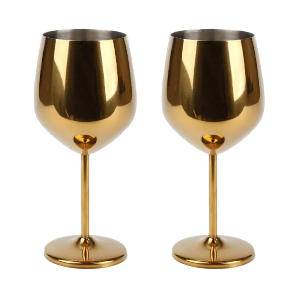 st 18oz gull vinglass, uknuselig stål vinglass, splintfrie metall vinglass for utendørs bruk, piknik, fest (GULL)