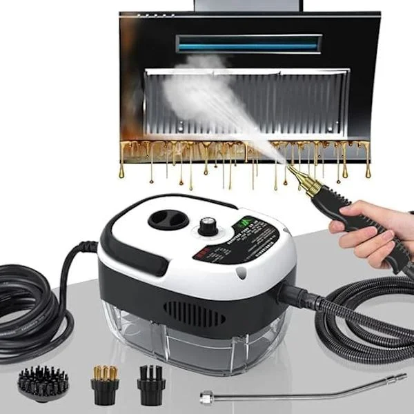 2500W Handheld Steam Cleaner – Pressure Steam Cleaner with 3 Brush Heads, 6 Steam Settings, and a 1000ml Water Tank.