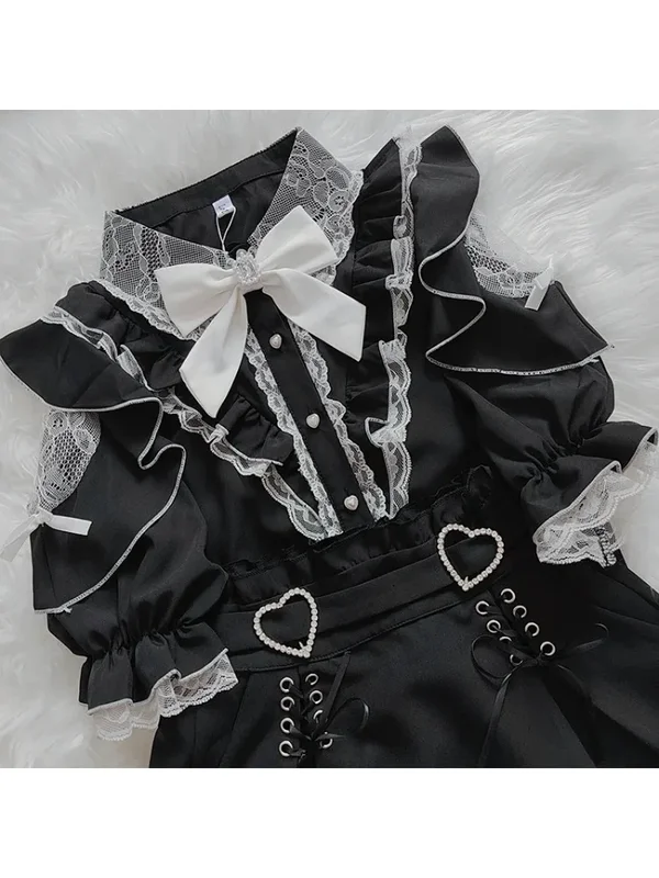 AliExpress - Sommer Süße Kawaii Mode Lolita Shirts Frauen Elegante Nette Japanischen Stil Bluse Y2K Ästhetischen Gothic Langarm Chic Tops