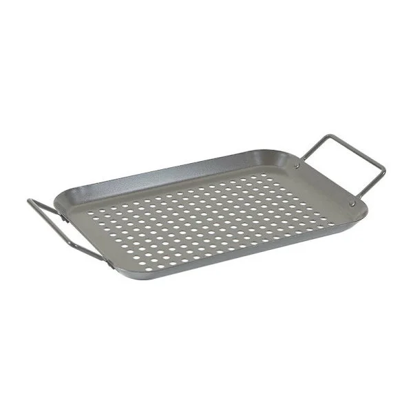 Spray Paint Nonstick Baking Pan Grill Nonstick Vegetable Baking Pan with Handle Leak Hole Round Grill Tray Drip Tray 34.5cm 18.5cm 1.5cm One-piece