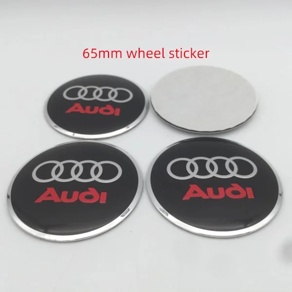 3D-dekaler för Audi hjulnav mittkåpa märkesöverdrag styling dekaler biltillbehör emblem 65mm 4st
