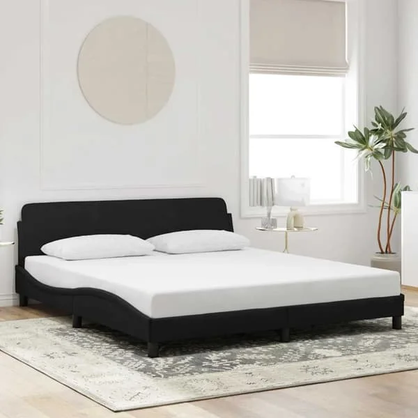 Bed Frame "Dover" Black 183x213 cm Faux Leather
