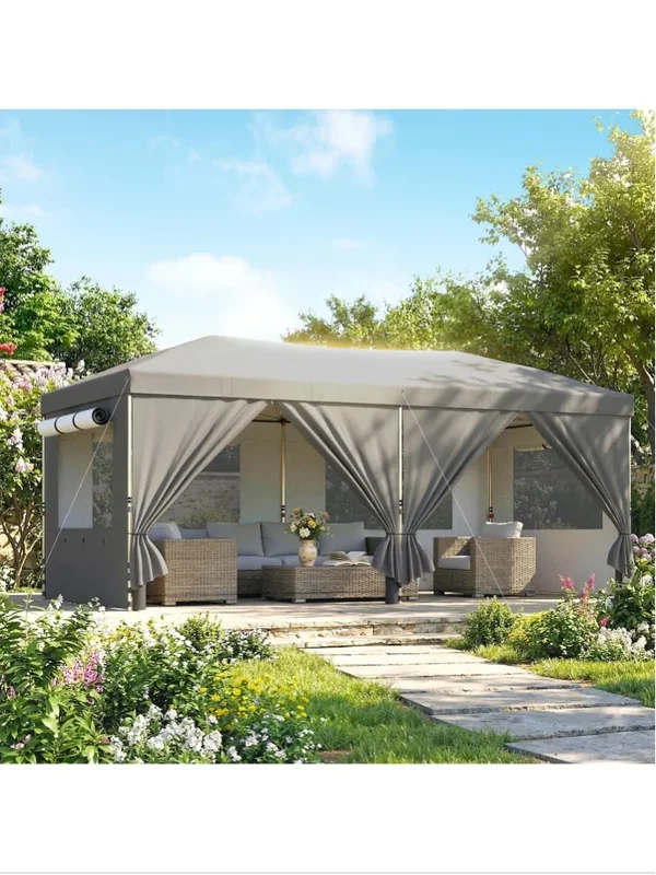 AliExpress - Outsunny Tonnelle de jardin 3 x 6 m pop up tonnelle pliante réglable en hauteur protection UV50+ montage facile gris foncé