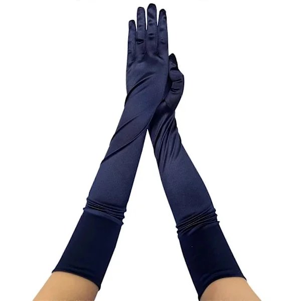 Women's Evening Dress Gloves, Full Finger Prom Gloves, Ladies Gloves, 1920s Gloves, PinkA Navy Blue