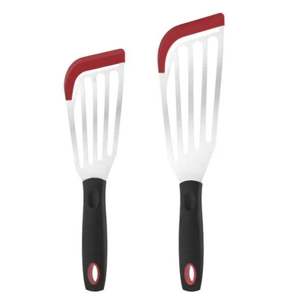 Non-Scratch Turner Spatel, Värmebeständig Rostfri Stålkropp Silikontopp, Stekspade för Ägg Fisk Pannkaka för Nonstick Köksredskap