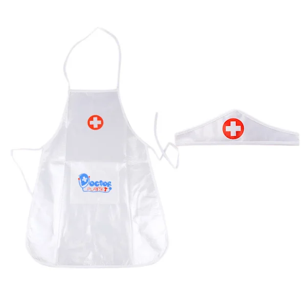 Barnelege Sykepleier Cosplay Kostyme Forkle med Hodeplagg Hatt Halloween Uniformer