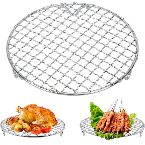 BBQ-rist rund 15 cm BBQ-grillrist forkromet rund grill rustfri stål grillrist ovnrist rund damprist grillkølerist til bagning
