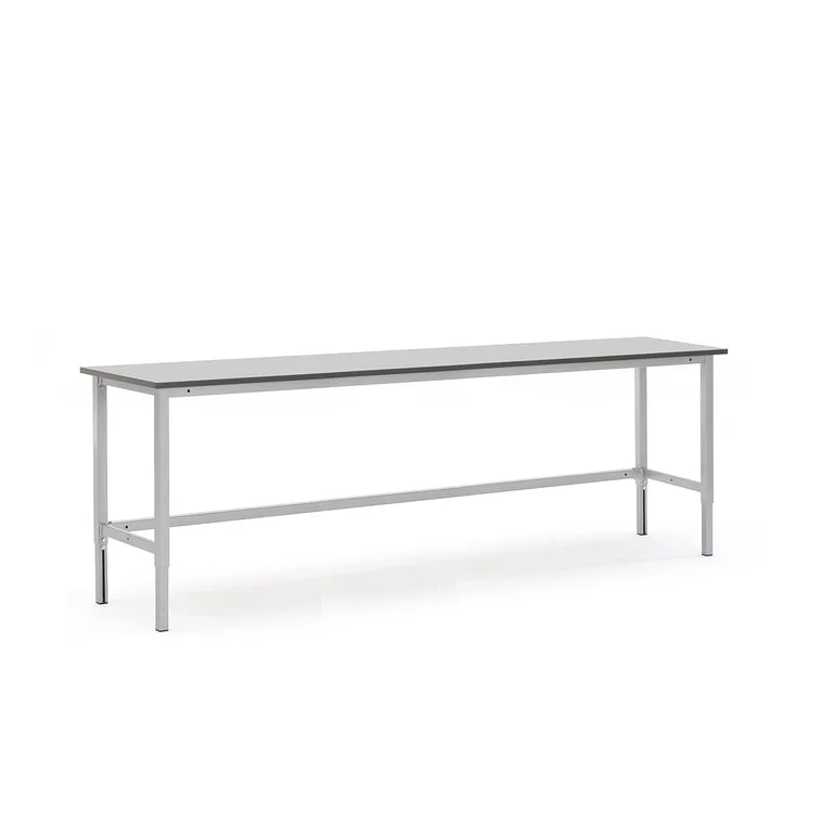 Hæve sænke arbejdsbord MOTION, manuel, 400 kg belastning, 2500x600 mm, grå