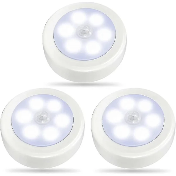 3-pack LED Motion Sensor Lights Indoor, Closet Lights, Battery Operated Night Light, Wireless Wall Light For Stairs, Hallway, Garage, Entrance (Cool 