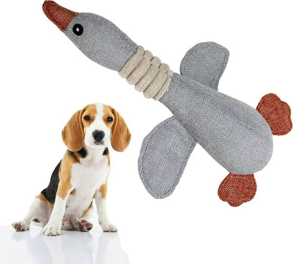 Kæledyr Søde Vilde Gæs Pibende Hundelegetøj til Små til Mellemstore Hunde, Blød Hund Plyslegetøj, Hvalpelegetøj til Rene Tænder og Træning Grå