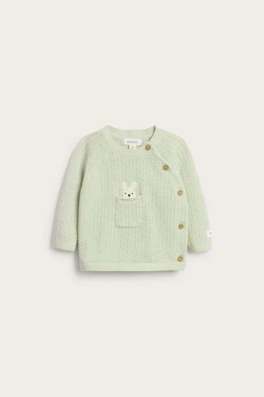 Newbie | Strukturstrikket jakke Lysegrønn 50 | Baby