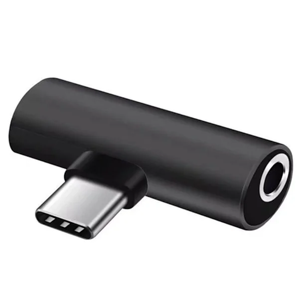 Högervinklad adapter med typ-C/3,5 mm headsetport Lättviktsbärbar överföring för bärbara surfplattor