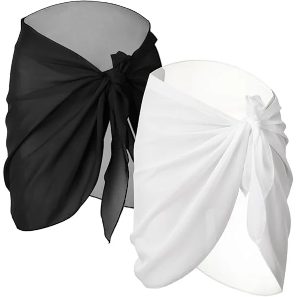2 Pieces Women Beach Sarong Wrap Chiffon Swimsuit Wrap Skirts
