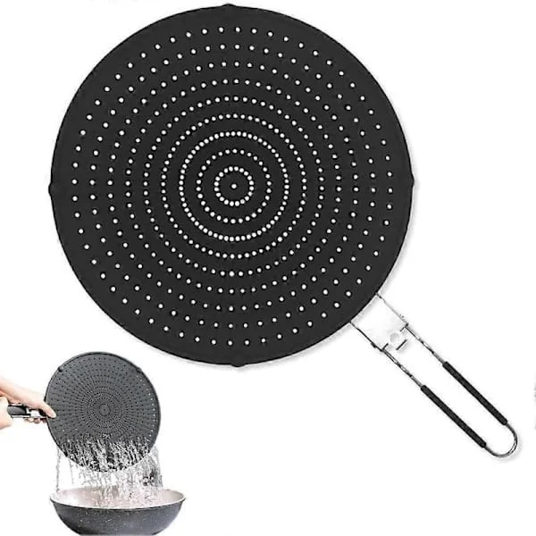 /HH/ Silikon Stänkskydd för Matlagning, Stänkskydd för Stekpannor 32 cm Köksöverkokningsskydd Stänkskydd Pannor Stänkskydd Universal (Svart)_tfrf