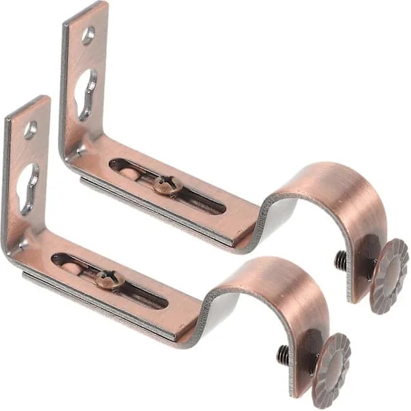 2 pcs Adjustable Curtain Rod Bracket 18-22mm (Red Copper)