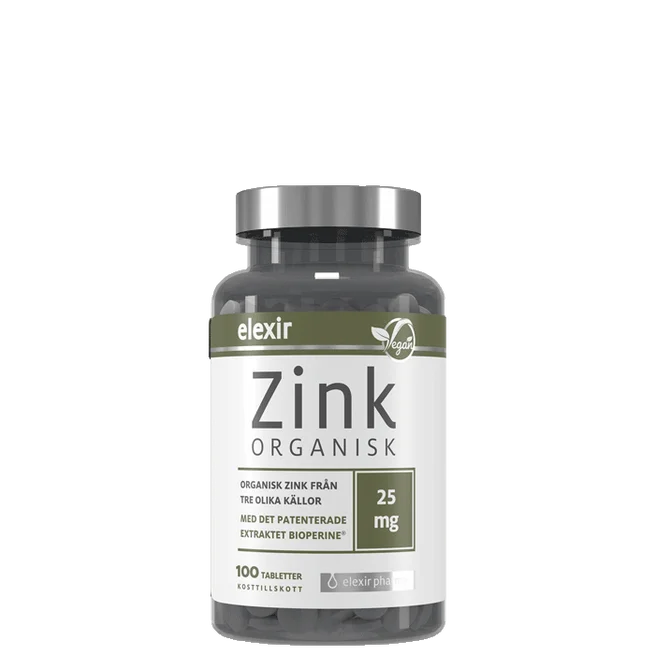 Elexir Pharma Organisk Zink 25 mg 100 tabletter