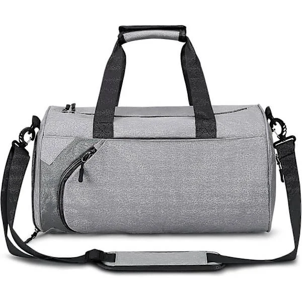 Sport Gym Bag for Women Men, Gym Duffle Bag with Shoe Compartment and Waterproof Wet Pockets Grey