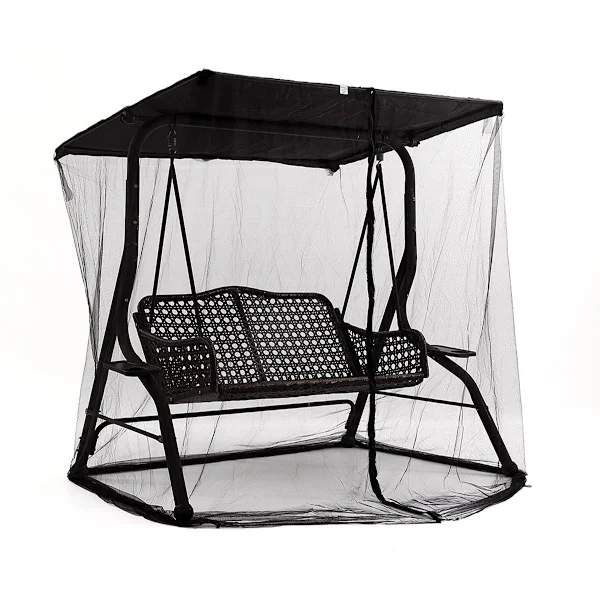 Ulkokäyttöinen kaksoiskeinu hyttysverkko 125x155x200cm - musta polyesterikatos puutarhaan, terassille ja riippuville tuoleille
