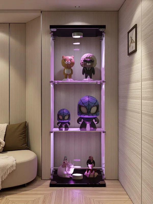 AliExpress - Comanlai Beleuchtete Glas-Vitrine 3-Schichtiger Aufbewahrungsschrank für Sammlerstücke Puppen Bücher Wein im Wohnzimmer Schlafzimmer Büro
